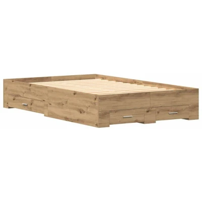 Image of vidaXL Bed Frame with Drawers Artisan Oak 120x190 cm Engineered Wood