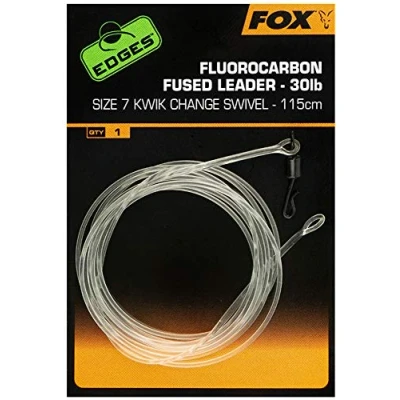 Image of Fox Fluorocarbon Fused Leader 30lb Size 7 Kwik Change Swivel 115cm (cac717)
