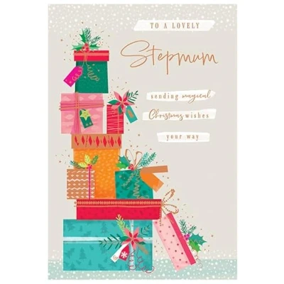 Image of Piccadilly Greetings Christmas Card To a Lovely Stepmum Gift pile 9 x 6 inches