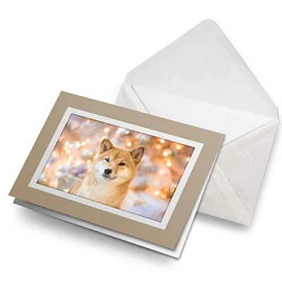 Image of Greeting Cards Biege (Insert) Shiba Inu Japanese Dog Puppy Blank Greetings Card Birthday Kids Party Boys Girls #8751