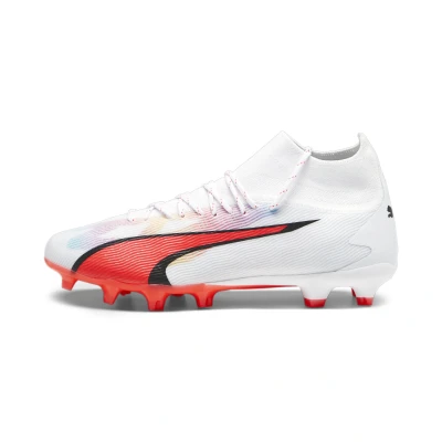 Image of PUMA Men&#039;s Ultra PRO FG/AG Soccer Shoe, White Black FIRE Orchid, 9.5 UK