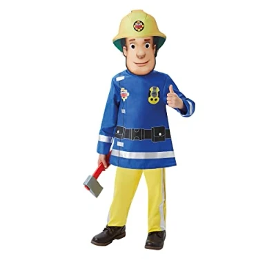 Image of Rubie&#039;s Official Kiid&#039;s Fireman Sam Costume Medium, Multi Coloured Halloween