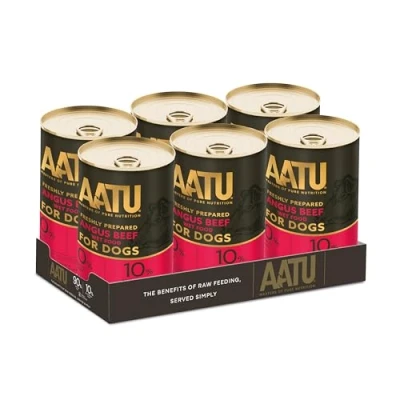 Image of AATU 90/10 Wet Dog Food in a Tin Angus Beef (6x400g) Grain Free Recipe No Artificial Ingredients Good for Low Maintenance Feeding