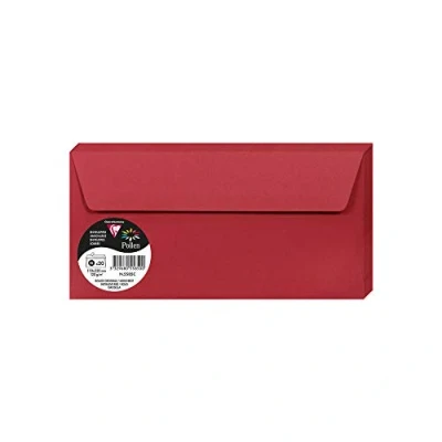 Image of Clairefontaine Ref 5585C Pollen Adhesive Envelopes (Pack of 20) DL Sized, 120gsm Paper, Printer Compatible, Acid Free, Strip for Easy Seal Intensive Red