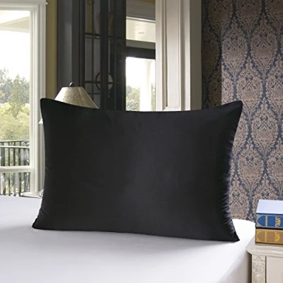 Image of townssilk Both Side 100% 19mm Silk Pillowcase Queen Size Pillow Case Cover with Hidden Zipper Black