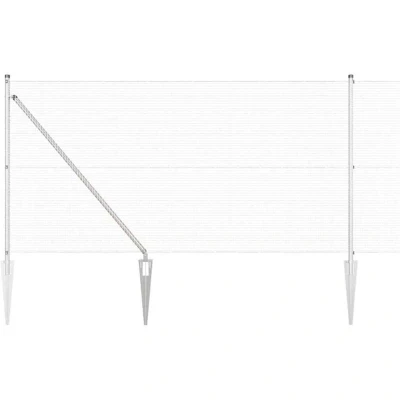 Image of vidaXL Welded Wire Fence with 13 Spike Posts 1x25 m Galvanised Steel