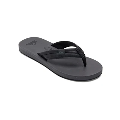 Image of Quiksilver Carver Squish Sandals for Men Flip Flop, Black/Grey/Black, 10 UK