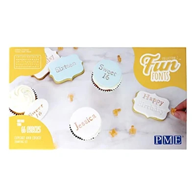 Image of PME Fun Fonts Cupcake and Cookie Stamping Set, Collection 2, Cupcakes &amp; Cookies, Orange