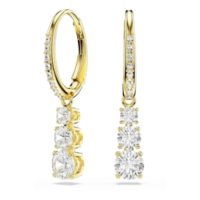 Image of Swarovski Gold Stilla Attract Trilogy Round Cut Hoop Earrings