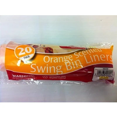 Image of 20 Orange Strong FRAGRANCED Swing BIN Liners Bags. TIE Handles. Recycled.