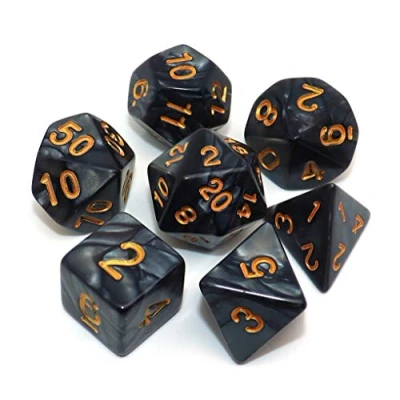 Image of CREEBUY Polyhedral DND Dice Set Pearl Black for Dungeon and Dragons D&amp;D Pathfinder RPG MTG D20 D12 D10 D8 D6 D4