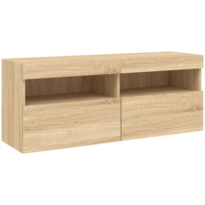 Image of vidaXL TV Wall Cabinet with LED Lights Sonoma Oak 100x30x40 cm
