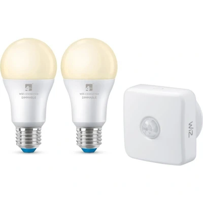 Image of 4Lite WiZ Connected Twin Smart LED Bulbs with PIR Sensor E27, A60, Warm White