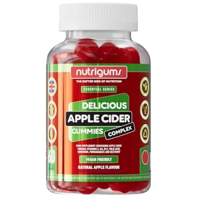 Image of Apple Cider Vinegar Complex with Mother 1000mg Gummy Flavour 60 Vegan Gummies Vitamins C, B6, B12, Folic Acid and Chromium Digestive Health, Energy Metabolism Support by NUTRIGUMS®