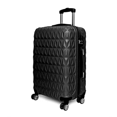 Image of Suitcase Trolley Carry On Hand Cabin Luggage Hard Shell Travel Bag Lightweight Durable 4 Spinner Wheels (Black)