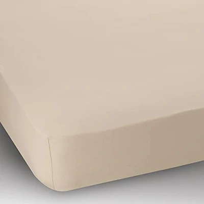 Image of 15&quot; Extra Deep Single Bed Cotton Jersey Fitted Sheet Cream