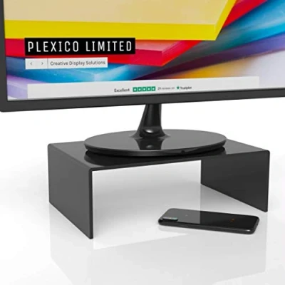 Image of Acrylic Monitor/TV Stand Computer Screen Riser Plinth Clear/Black/White/Glass Effect (Clear) (Black)