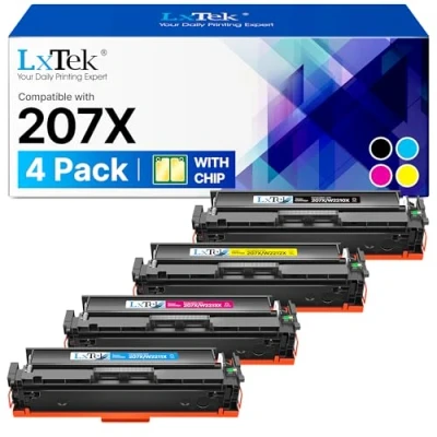 Image of 4 Pack 207X Toner Cartridges [With Chip] Replacement for HP 207A 207 Compatible MFP M283fdw M283fdn M282nw M255dw M255nw W2210X W2211X W2212X W2213X M282 Black Cyan Magenta Yellow