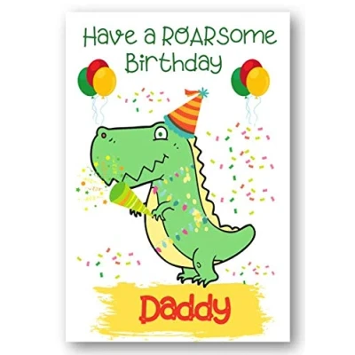 Image of Second Ave Daddy Children&#039;s Kids Dinosaur Birthday Card For Him Greetings