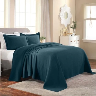 Image of Superior Bedspread, Cotton, Deep Sea, Queen