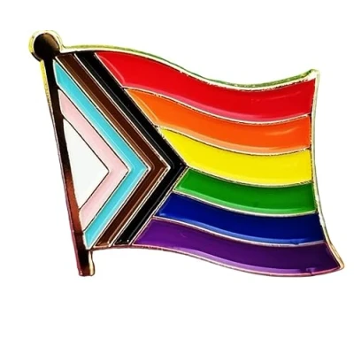 Image of Progress Pride Flag Enamel Pin Badge LGBTQ+ Gay Lapel Lesbian Rainbow FlagSuperstore
