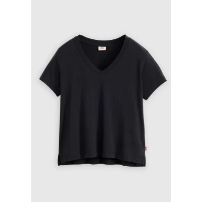 Image of Levi&#039;s BOXY V NECK TEE Basic Tshirt, Women&#039;s, Size: Small, Caviar slub