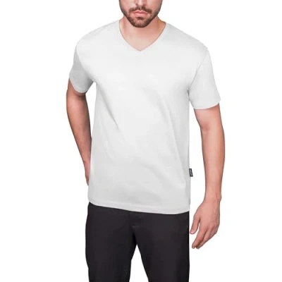 Image of HRM Men&#039;s Luxury V M T Shirt, White, XXXX Large