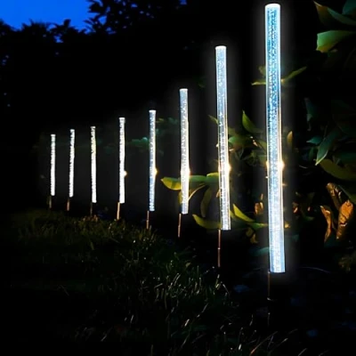 Image of Garden Mile 8 Large Solar Powered Stake Lights with Bubble Effect LED Decorative lightining Ornamental Lighting Outdoor Pathway Flowerbed