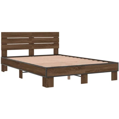 Image of vidaXL Bed Frame without Mattress Brown Oak 120x190 cm Small Double