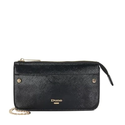 Image of Dune London Womens Accessories Kingstono Textured Chain Strap Purse Black One Size
