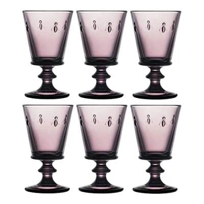 Image of La Rochere Set of 6 Purple Bee Wine Glasses