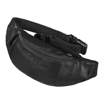 Image of STILORD &#039;Shawn&#039; Large Bum Bag Leather Pouch Fanny Pack Vintage Belt for Men and Women Festival Travel Genuine Leather, Colour:Black