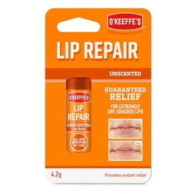 Image of O&#039;Keeffe&#039;s Lip Repair Unscented Balm, 4.2g For Extremely Dry, Cracked Lips All Day Moisture with 7 Moisturising Ingredients