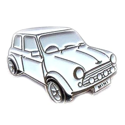 Image of Metal Enamel Pin Badge White Mini Style Car