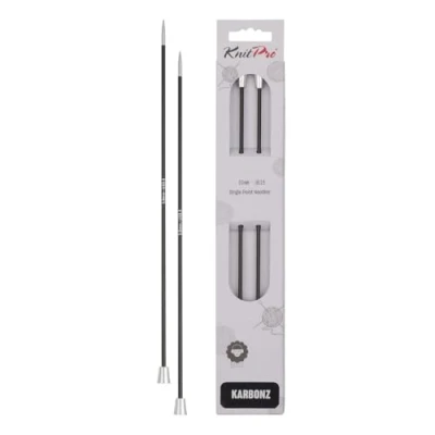 Image of KnitPro 25 cm x 3 mm Karbonz Single Pointed Needles, Black and Silver