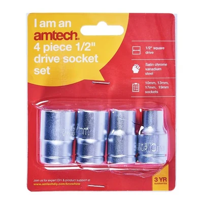 Image of Amtech I0200 4 Piece 13mm (1/2&quot;) Drive Socket Set
