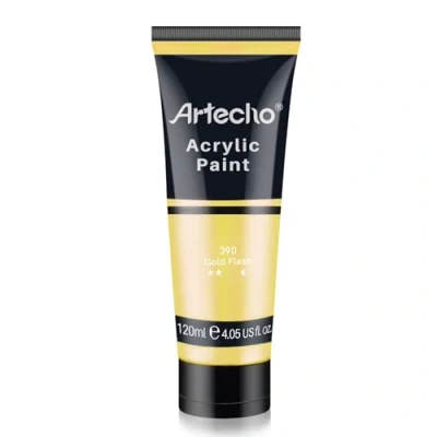 Image of Artecho lridescent Gold Acrylic Paint (120ml / 4.05oz) Tubes, Art Craft Paints for Canvas Painting, Rock, Stone, Wood, Fabric, Supplies