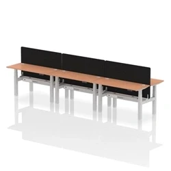 Image of Air B2B 1400x600mm Adjustable 6P Bench Desk CP Beech/Silver + Screen
