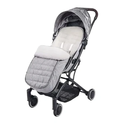 Image of CosyToes Footmuff, Fairy Baby Waterproof and Windproof, Fleece Lined Universal Fitting for Pushchairs Strollers Prams Buggy (Grey/White Fleece)