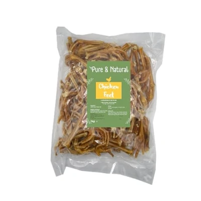 Image of Pure &amp; Natural Dried Chicken Feet Dog Treats Treats, Hypoallergenic, High Protein and Source of Collagen, Crunchy Treat 1kg Bag Refill