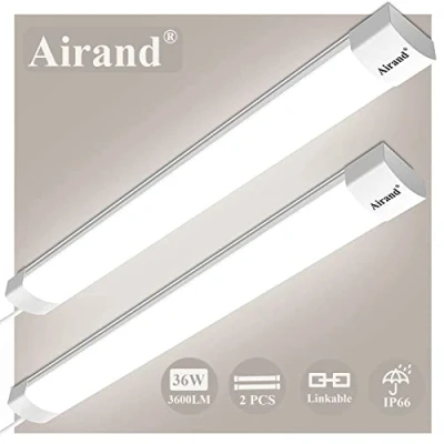 Image of 2 PCS Led Batten Light 4ft Tube 120CM 36W 3600LM IP66 Waterproof Airand Linkable Ceiling Natural White for Garage Office Workshop Cellar Shop Basement Bathroom Kitchen Hotel Indoor Outdoor