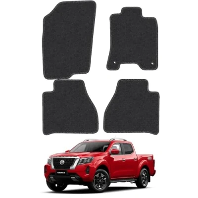 Image of Carpet Floor Mats for the Nissan Navara (2016 2022) Custom Van Accessory Tailored fit, Granulated Anti Slip Layer &amp; Black Binding