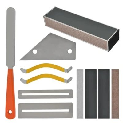 Image of 10PCS Guitar Luthier Tool Fingerboard Protectors Set,Fret Levelling Grinding Kit Include Fret Crowning File,Fret Rocker,2 Guards Protectors,4 Grinding,Fret Leveler File Sanding
