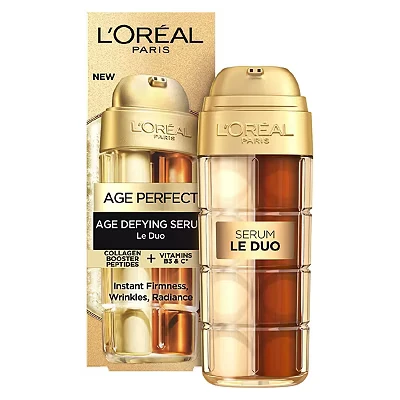 Image of L&#039;Oréal Paris Age Perfect Le Duo Serum Defying, Collagen Peptide Booster and Vitamins B3 &amp; C, Instant Firmness, Radiance, Wrinkles Appear reduced, 30ml
