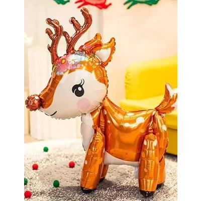 Image of Volunx 3D Elk Deer Standing Foil Balloon Children Birthday Party Decoration CHRISTMAS New Year Snow, Xmas Forest