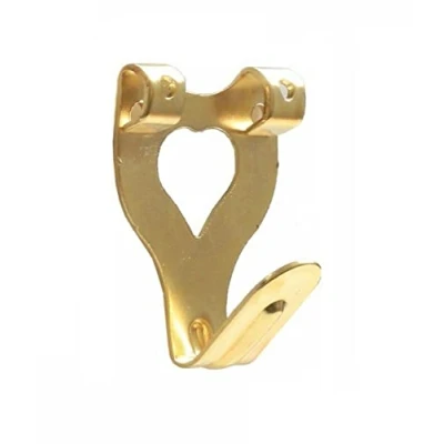 Image of Heavy Duty Double Picture Twin Hanger Hooks Brass Plated Photo Hanging 10 Pcs