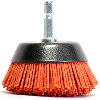 Image of S&amp;R Pot Wire Brush/Drill Bit 65mm Hexagonal Shaft 1/4&#039; (6.35mm) with Coarse Nylon Professional Cleaning and Polishing for Wood, Metal, More