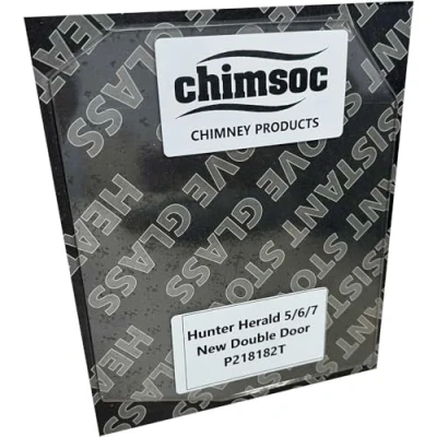 Image of Chimsoc Replacement Stove Glass Hunter Herald 5/6/7 (New) Double Door (218mm x 182mm Shaped)
