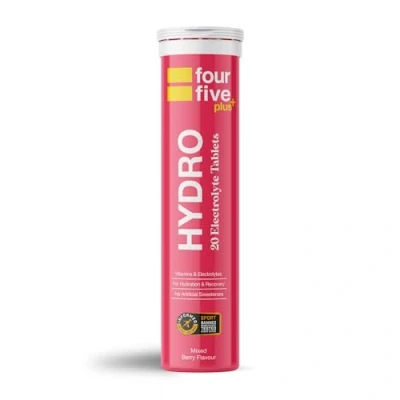 Image of fourfive Hydration Tablets (Berry) Low Calorie Vitamin Electrolytes, Vegan, Magnesium &amp; Calcium, Sports 1x20 Effervescent