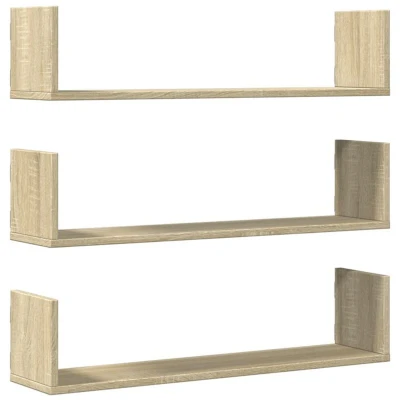 Image of vidaXL Wall Shelves 3 pcs Sonoma Oak 80x18x18 cm Engineered Wood